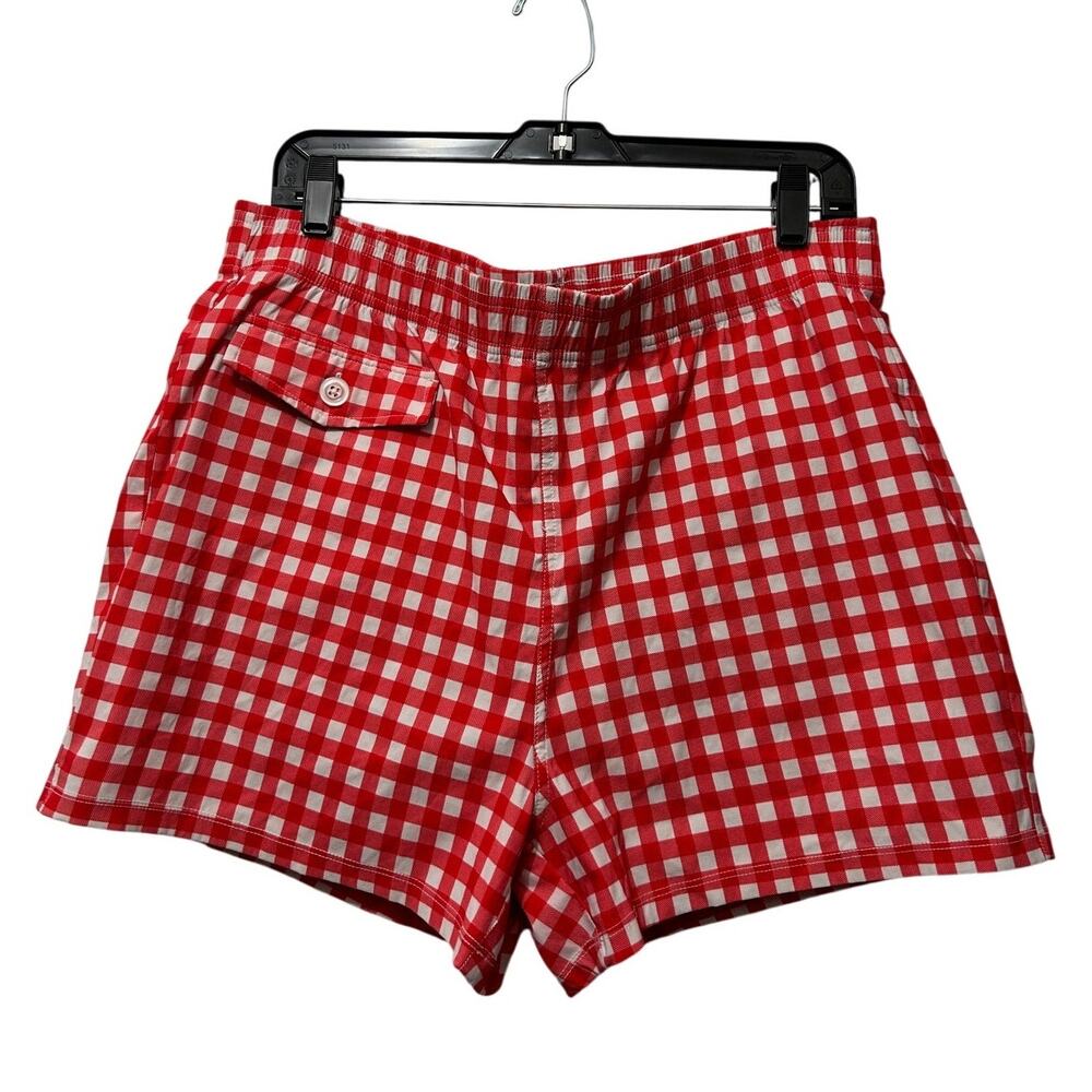 Hammies Gingham Cabana Red Trunk Short 36 Lined Swim Casual Retro Preppy Coastal